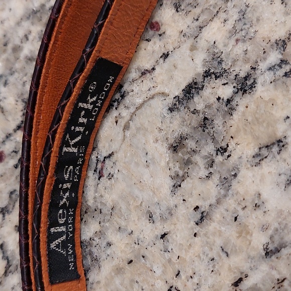 Alexis Kirk brown snake leather adjustable belt with gold front . - Picture 2 of 4